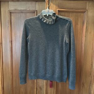 Lauren Ralph Lauren exclusive cashmere sweater ruffled collar women’s S  gray
